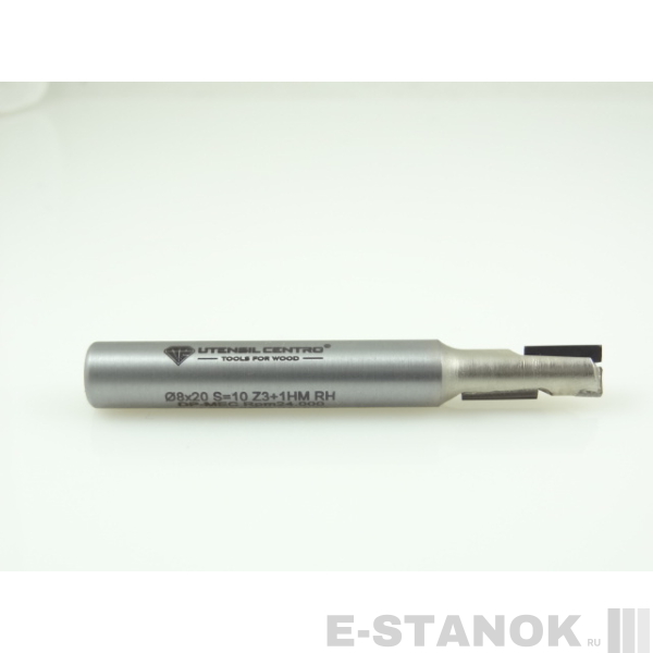 Алмазная компрессионная фреза Utensil Centro: диам. 8 мм, хвост. 10 мм, реж. часть 20 мм