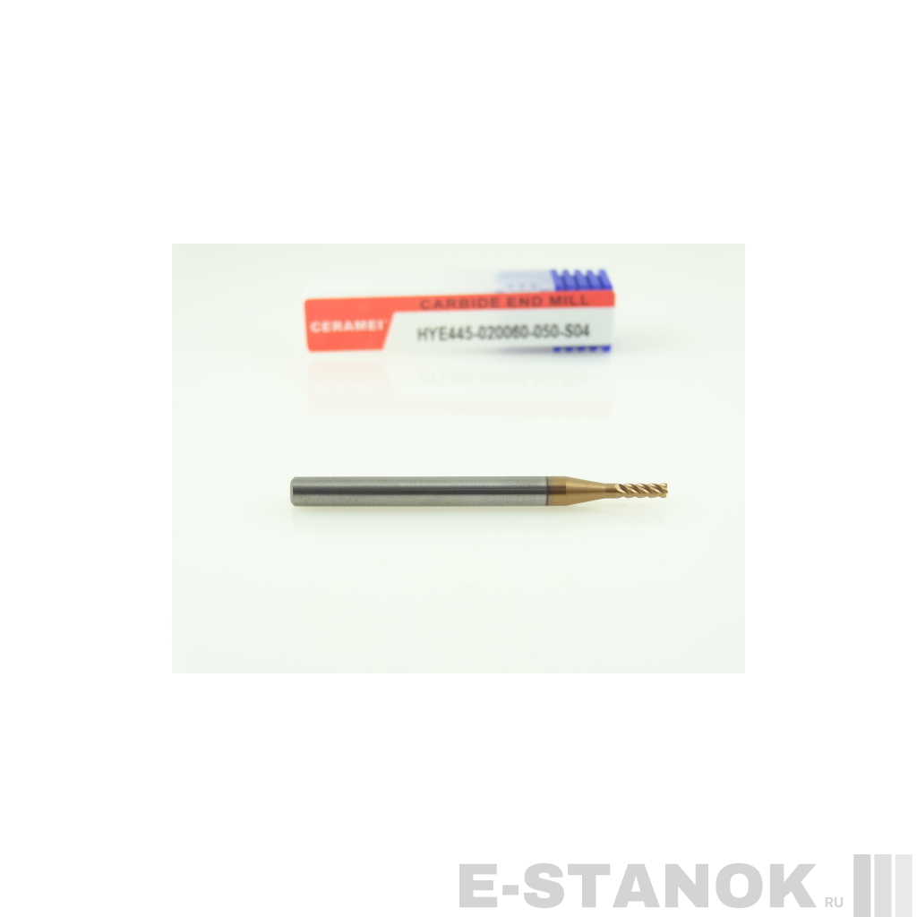 Четырёхзаходная фреза по закалённым сталям CERAMEI: диам. 2 мм, хвост. 4 мм, реж. часть 6 мм