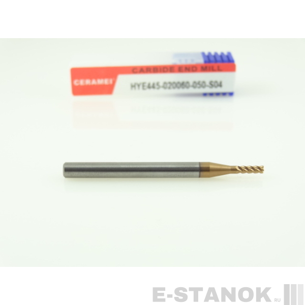 Четырёхзаходная фреза по закалённым сталям CERAMEI: диам. 2 мм, хвост. 4 мм, реж. часть 6 мм