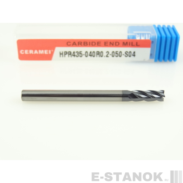 Четырёхзаходная фреза с радиусом (HRC 50) CERAMEI: диам. 4 мм, радиус 0.2 мм, реж. часть 11 мм