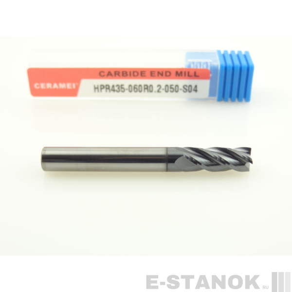 Четырёхзаходная фреза с радиусом (HRC 50) CERAMEI: диам. 6 мм, радиус 0.2 мм, реж. часть 16 мм