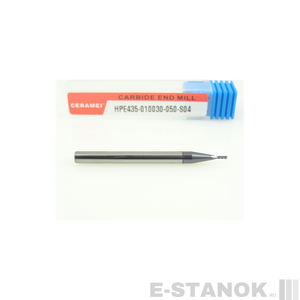Четырёхзаходная универсальная фреза (HRC50) CERAMEI: диам. 1 мм, хвост. 4 мм, реж. часть 3 мм