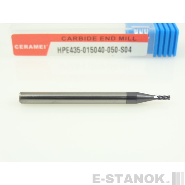 Четырёхзаходная универсальная фреза (HRC50) CERAMEI: диам. 1.5 мм, хвост. 4 мм, реж. часть 4 мм
