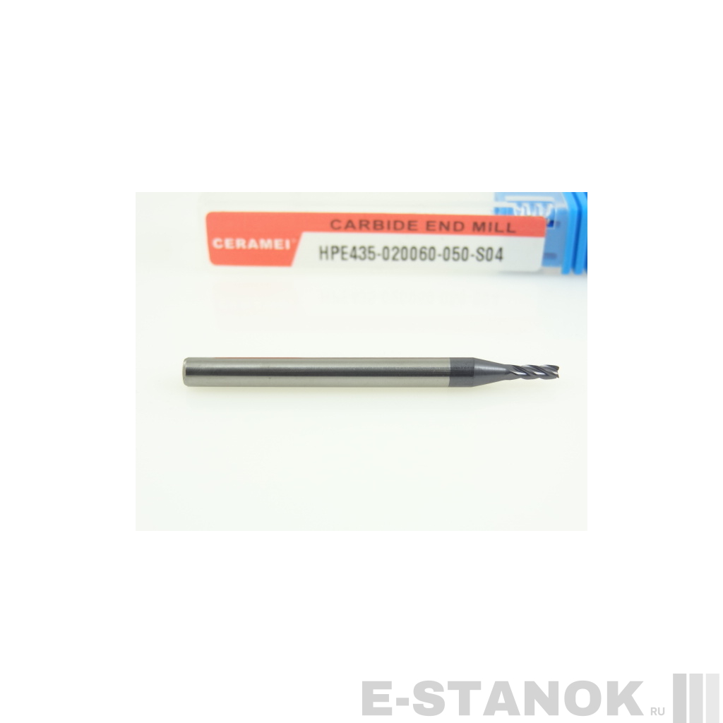 Четырёхзаходная универсальная фреза (HRC50) CERAMEI: диам. 2 мм, хвост. 4 мм, реж. часть 6 мм