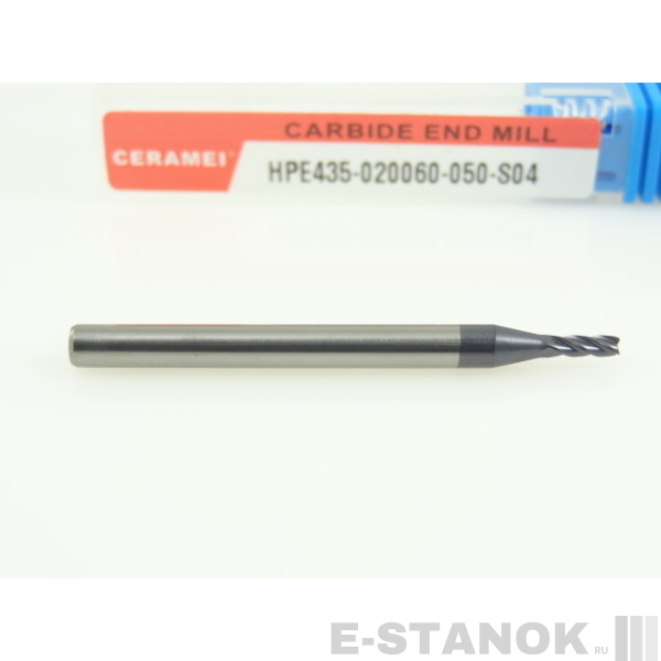 Четырёхзаходная универсальная фреза (HRC50) CERAMEI: диам. 2 мм, хвост. 4 мм, реж. часть 6 мм