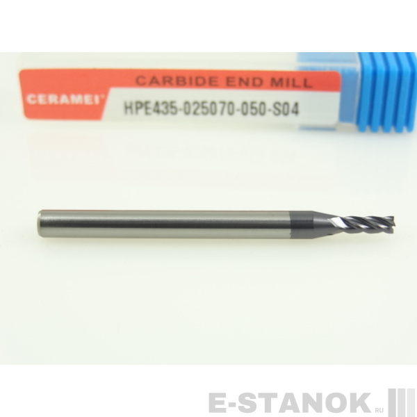 Четырёхзаходная универсальная фреза (HRC50) CERAMEI: диам. 2.5 мм, хвост. 4 мм, реж. часть 7 мм