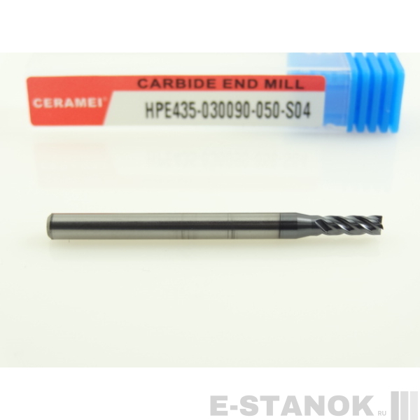 Четырёхзаходная универсальная фреза (HRC50) CERAMEI: диам. 3 мм, хвост. 4 мм, реж. часть 9 мм