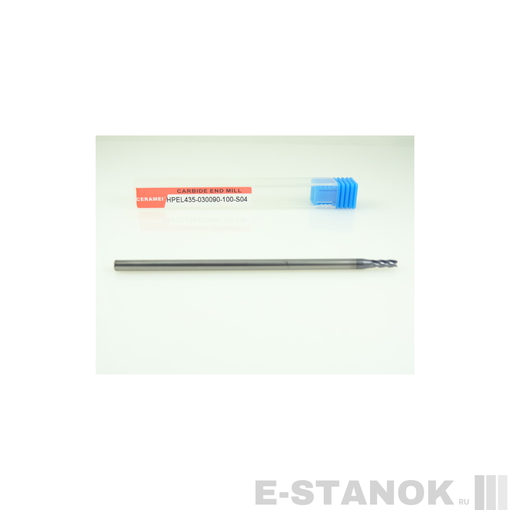Четырёхзаходная универсальная фреза (HRC50) CERAMEI: диам. 3 мм, хвост. 4 мм, реж. часть 9 мм, общая длина 100 мм