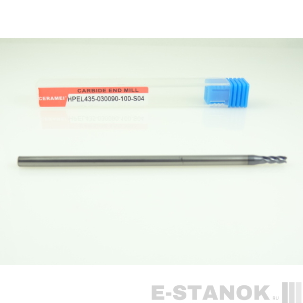Четырёхзаходная универсальная фреза (HRC50) CERAMEI: диам. 3 мм, хвост. 4 мм, реж. часть 9 мм, общая длина 100 мм