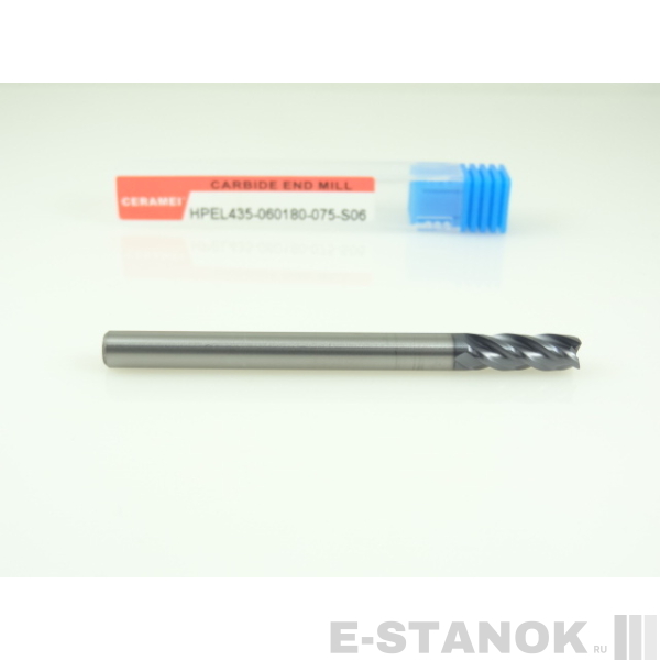 Четырёхзаходная универсальная фреза (HRC50) CERAMEI: диам. 6 мм, реж. часть 18 мм, общая длина 75 мм