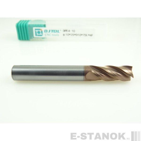 Четырёхзаходная универсальная фреза (HRC50) DJTOL: диам. 10 мм, реж. часть 25 мм