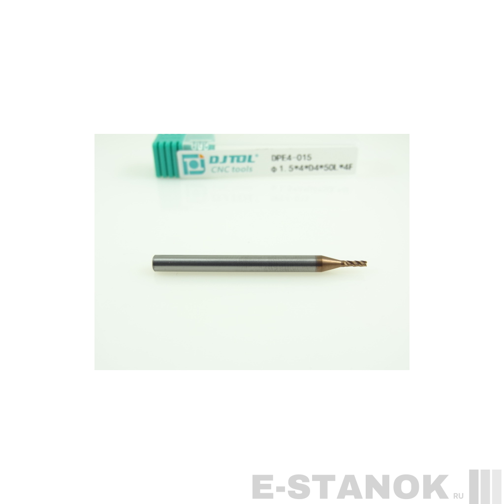 Четырёхзаходная универсальная фреза (HRC50) DJTOL: диам. 1.5 мм, хвост. 4 мм, реж. часть 4 мм