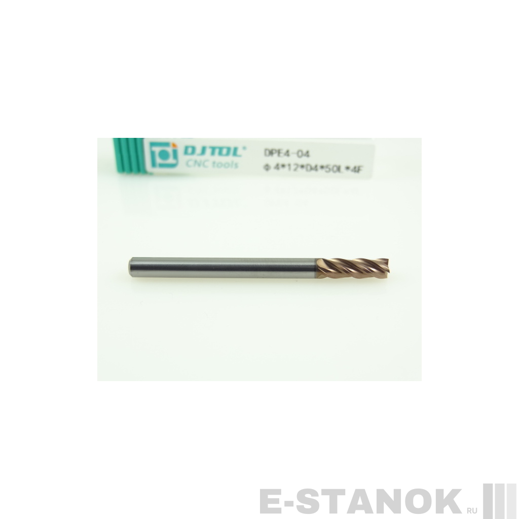 Четырёхзаходная универсальная фреза (HRC50) DJTOL: диам. 4 мм, реж. часть 12 мм