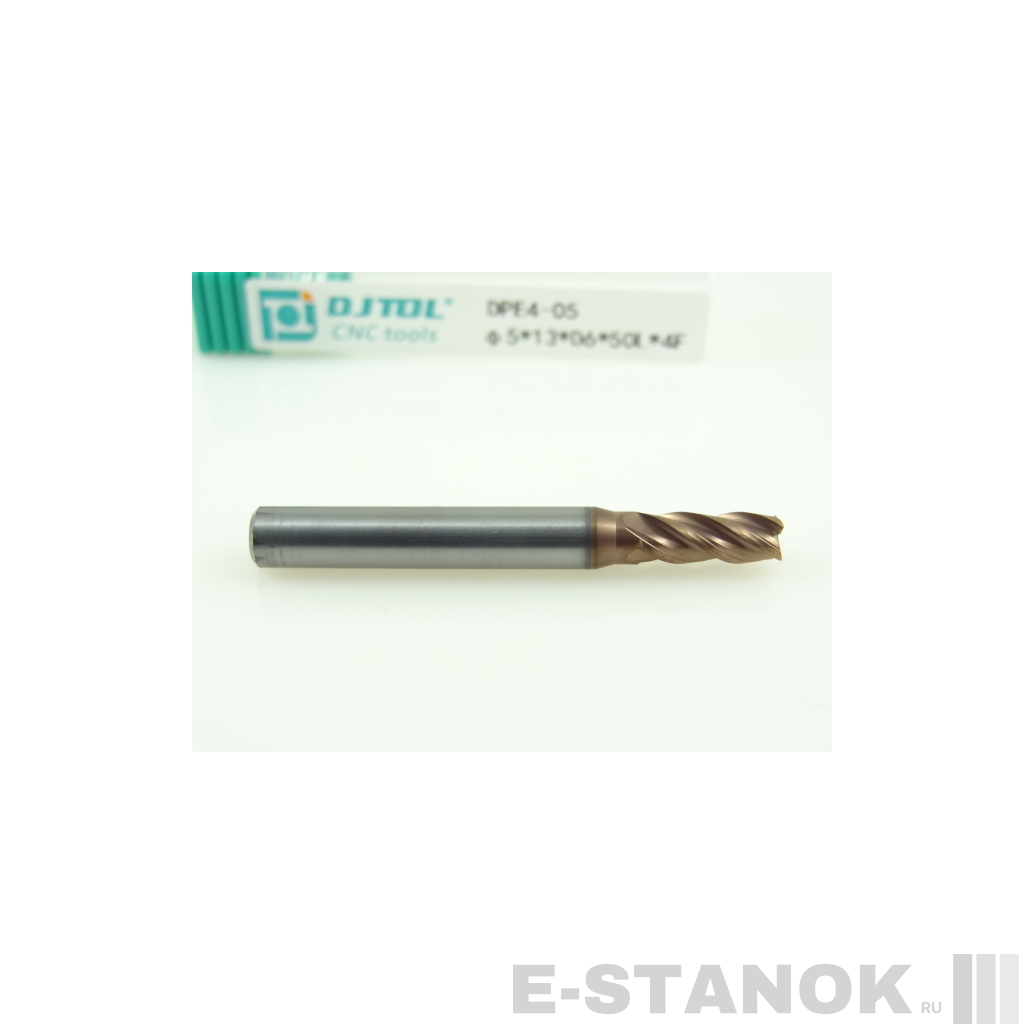 Четырёхзаходная универсальная фреза (HRC50) DJTOL: диам. 5 мм, хвост. 6 мм, реж. часть 13 мм