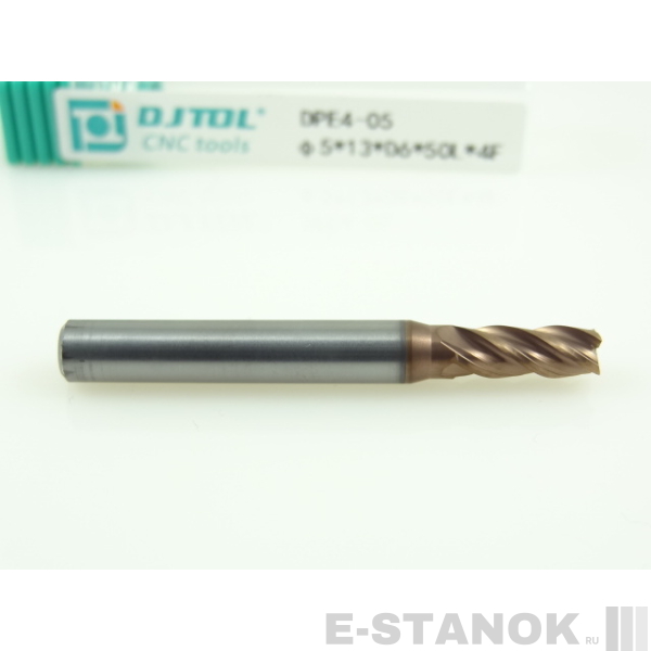 Четырёхзаходная универсальная фреза (HRC50) DJTOL: диам. 5 мм, хвост. 6 мм, реж. часть 13 мм