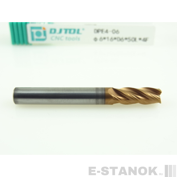 Четырёхзаходная универсальная фреза (HRC50) DJTOL: диам. 6 мм, реж. часть 16 мм