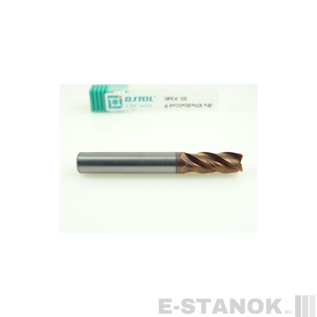 Четырёхзаходная универсальная фреза (HRC50) DJTOL: диам. 8 мм, реж. часть 20 мм
