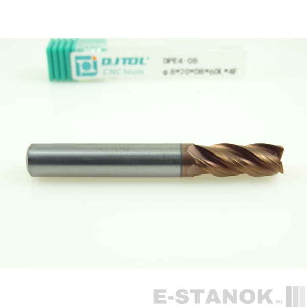 Четырёхзаходная универсальная фреза (HRC50) DJTOL: диам. 8 мм, реж. часть 20 мм