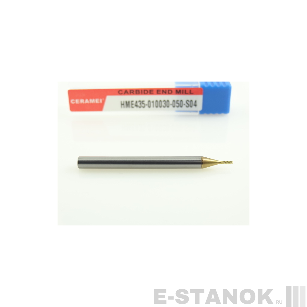 Четырёхзаходная универсальная фреза (HRC55) CERAMEI: диам. 1 мм, хвост. 4 мм, реж. часть 3 мм