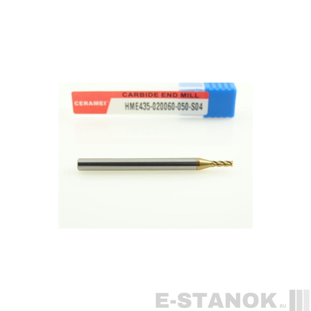 Четырёхзаходная универсальная фреза (HRC55) CERAMEI: диам. 2 мм, хвост. 4 мм, реж. часть 6 мм