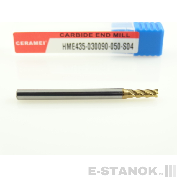 Четырёхзаходная универсальная фреза (HRC55) CERAMEI: диам. 3 мм, хвост. 4 мм, реж. часть 9 мм