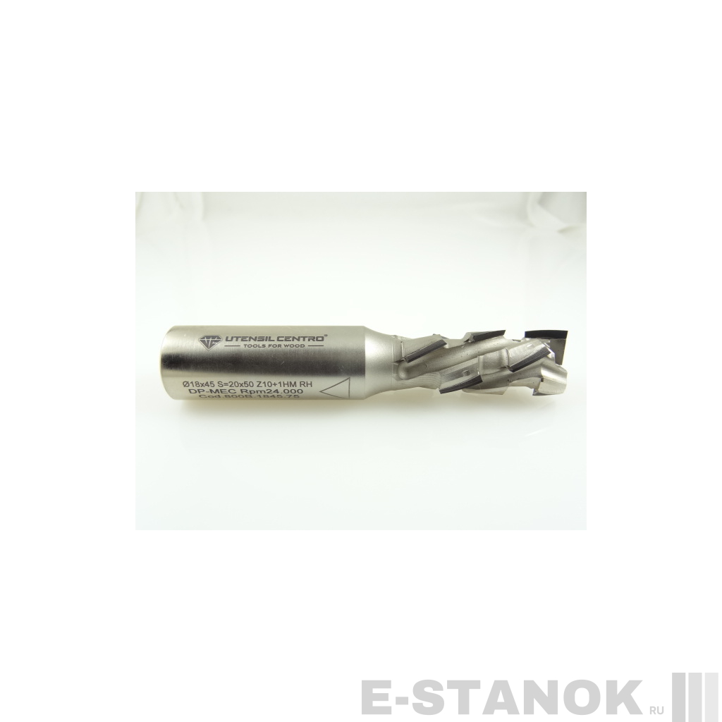 Двухзаходная алмазная компрессионная фреза Utensil Centro: диам. 18 мм, хвост. 20 мм, реж. часть 45 мм