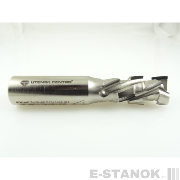 Двухзаходная алмазная компрессионная фреза Utensil Centro: диам. 20 мм, реж. часть 45 мм