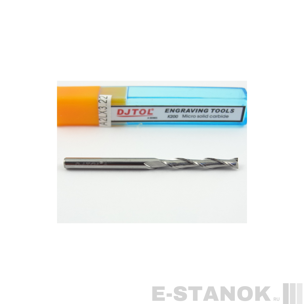 Двухзаходная фреза DJTOL A: диам. 3.175 мм, реж. длина 22 мм