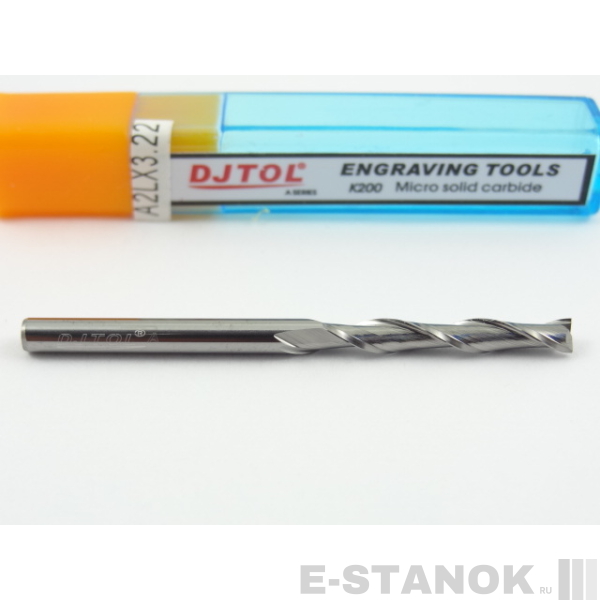 Двухзаходная фреза DJTOL A: диам. 3.175 мм, реж. длина 22 мм