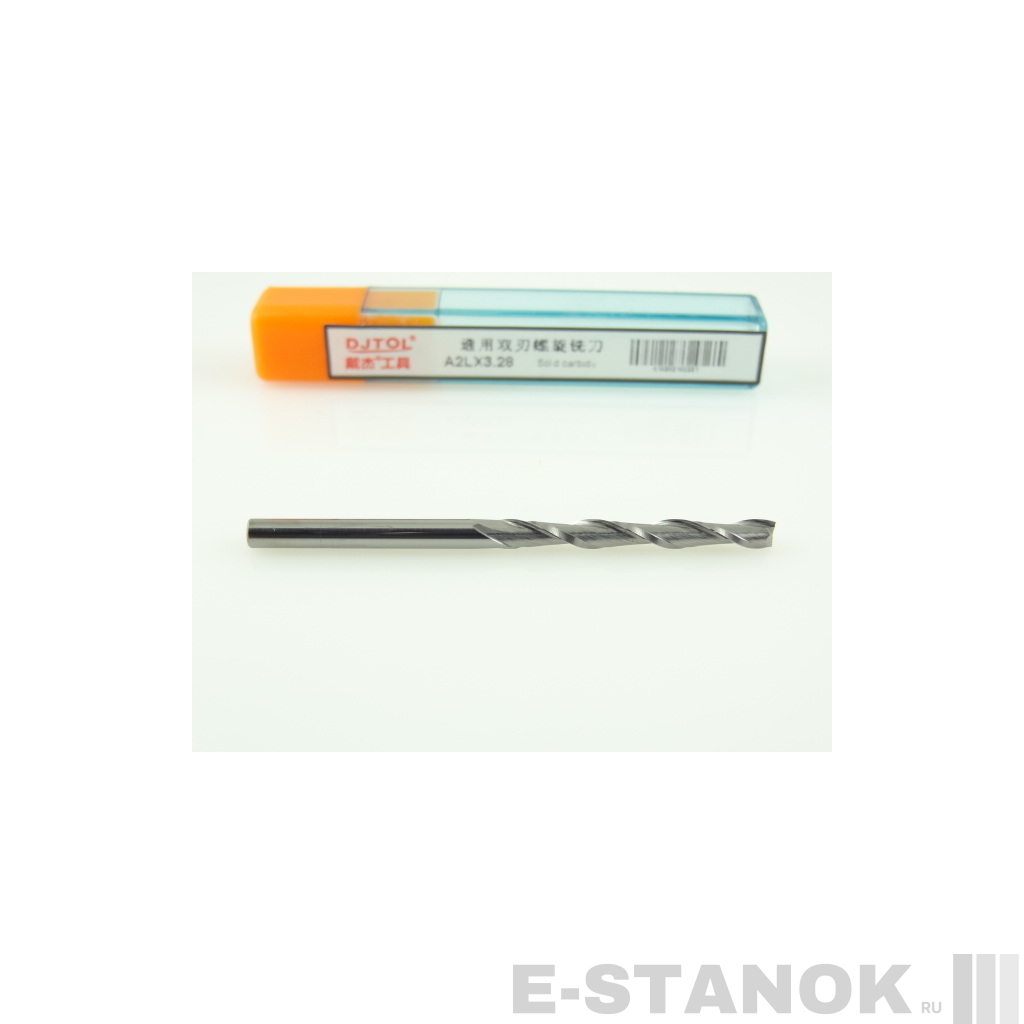 Двухзаходная фреза DJTOL A: диам. 3.175 мм, реж. длина 28 мм