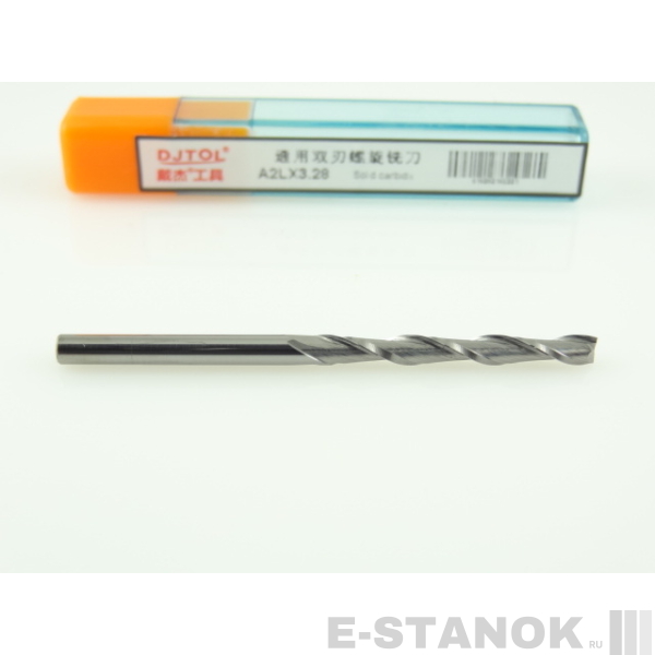 Двухзаходная фреза DJTOL A: диам. 3.175 мм, реж. длина 28 мм