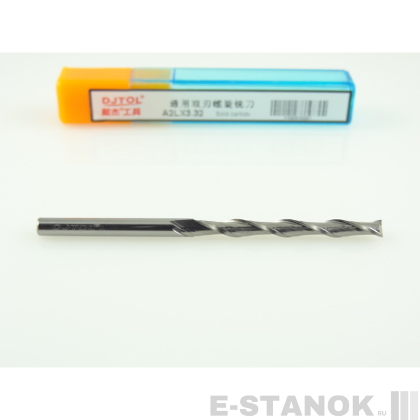 Двухзаходная фреза DJTOL A: диам. 3.175 мм, реж. длина 32 мм
