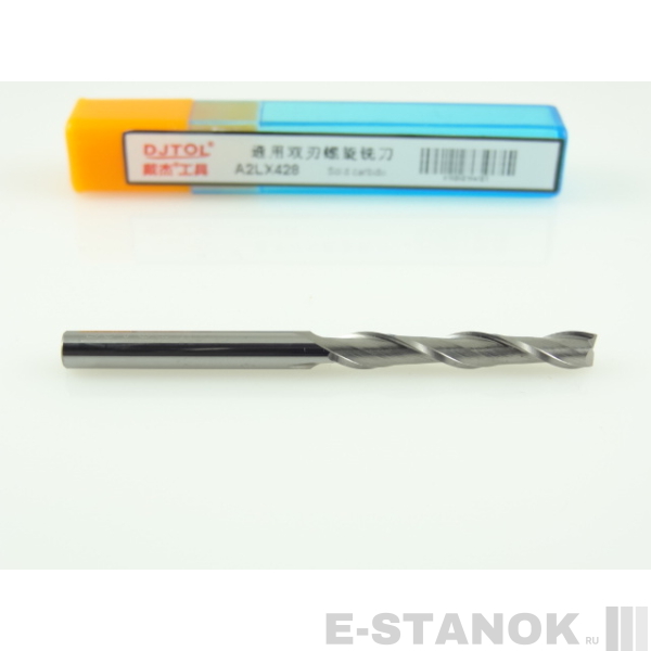 Двухзаходная фреза DJTOL A: диам. 4 мм, реж. длина 28 мм