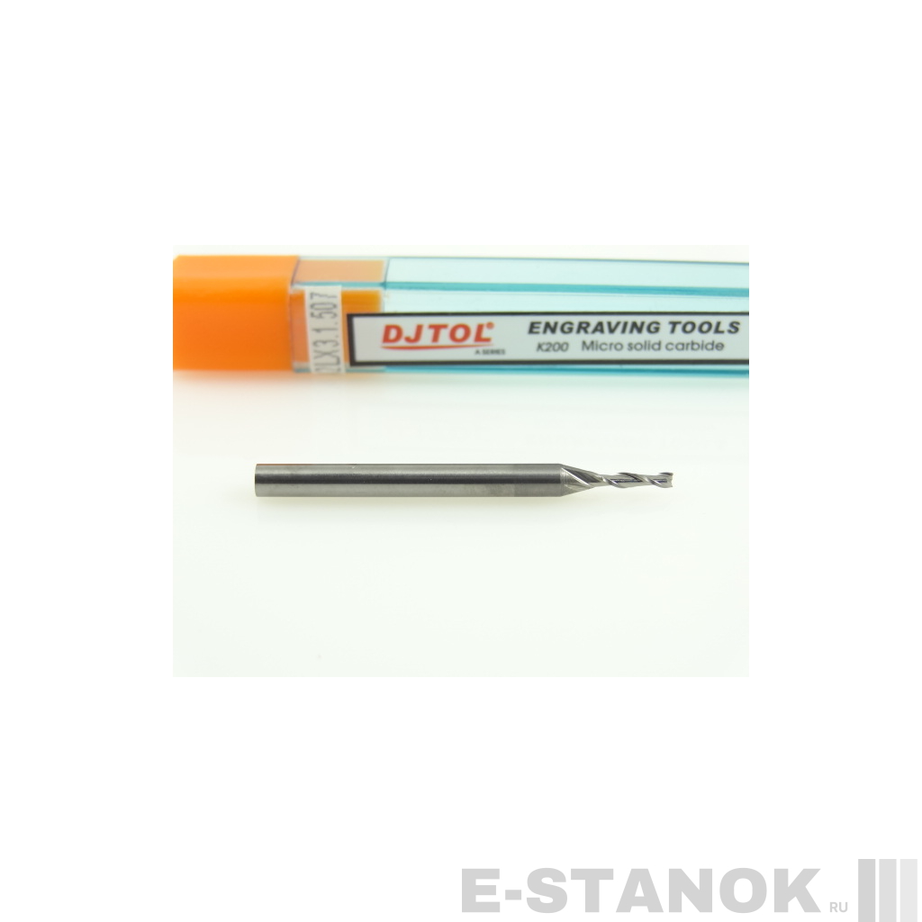 Двухзаходная фреза DJTOL A: хвост. 3.175 мм, диам. 1.5 мм, реж. длина 7 мм