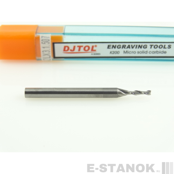 Двухзаходная фреза DJTOL A: хвост. 3.175 мм, диам. 1.5 мм, реж. длина 7 мм