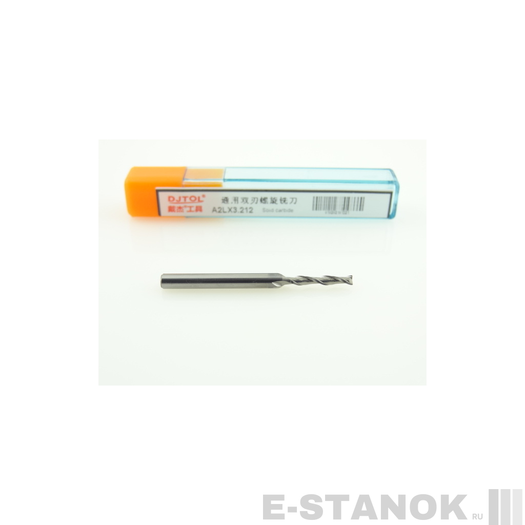 Двухзаходная фреза DJTOL A: хвост. 3.175 мм, диам. 2 мм, реж. длина 12 мм