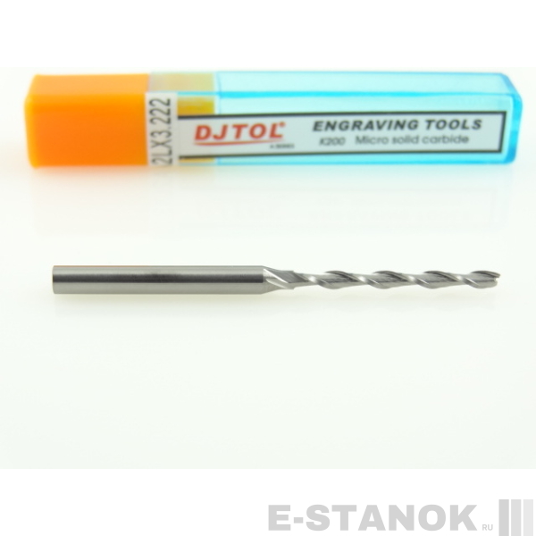 Двухзаходная фреза DJTOL A: хвост. 3.175 мм, диам. 2 мм, реж. длина 22 мм
