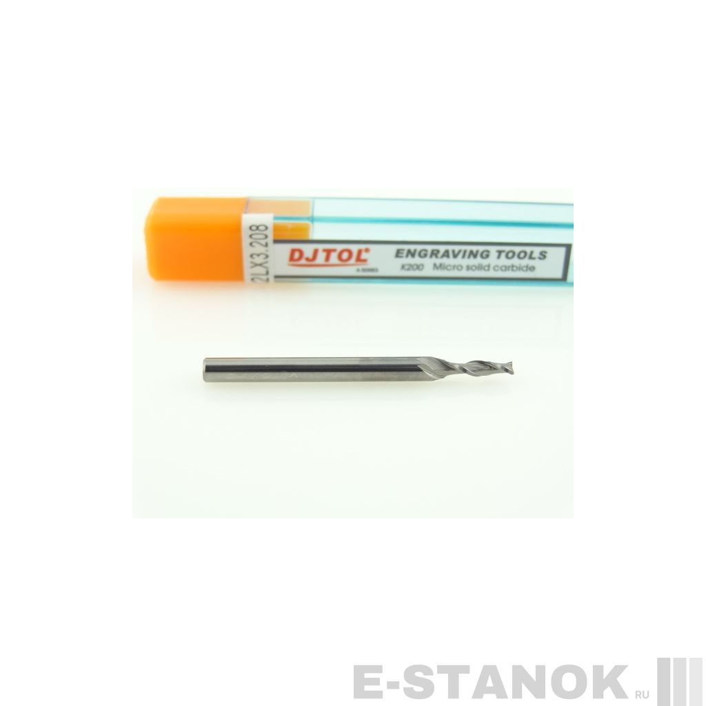 Двухзаходная фреза DJTOL A: хвост. 3.175 мм, диам. 2 мм, реж. длина 8 мм