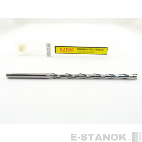 Двухзаходная фреза DJTOL N: диам. 3.175 мм, реж. длина 52 мм