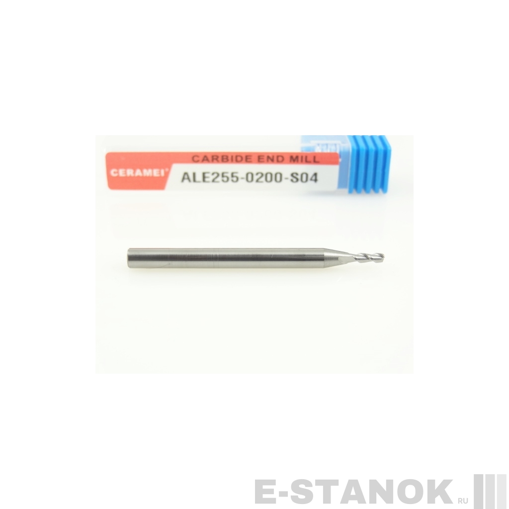 Двухзаходная фреза по алюминию CERAMEI: диам. 2 мм, хвост. 4 мм, реж. часть 6 мм