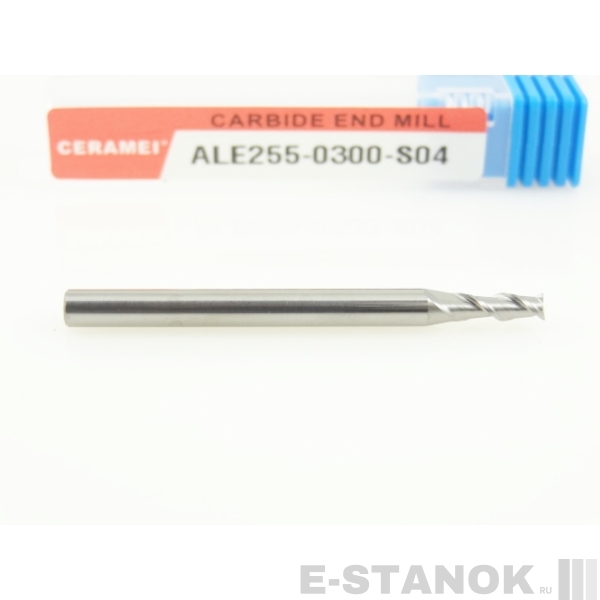 Двухзаходная фреза по алюминию CERAMEI: диам. 3 мм, хвост. 4 мм, реж. часть 9 мм