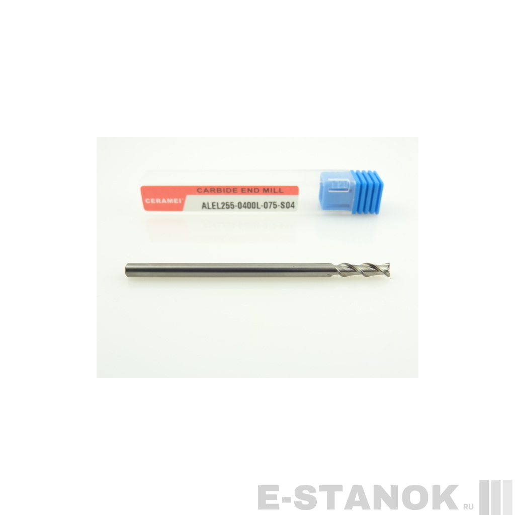 Двухзаходная фреза по алюминию CERAMEI: диам. 4 мм, реж. часть 12 мм, общ. длина 75 мм