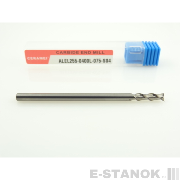 Двухзаходная фреза по алюминию CERAMEI: диам. 4 мм, реж. часть 12 мм, общ. длина 75 мм