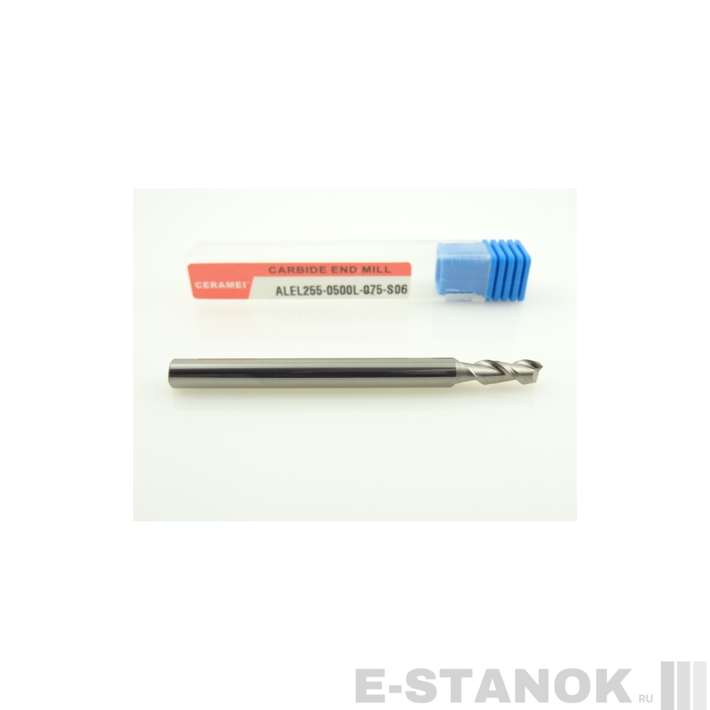 Двухзаходная фреза по алюминию CERAMEI: диам. 5 мм, хвост. 6 мм, реж. часть 13 мм, общ. длина 75 мм