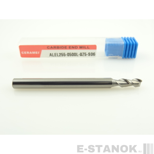 Двухзаходная фреза по алюминию CERAMEI: диам. 5 мм, хвост. 6 мм, реж. часть 13 мм, общ. длина 75 мм