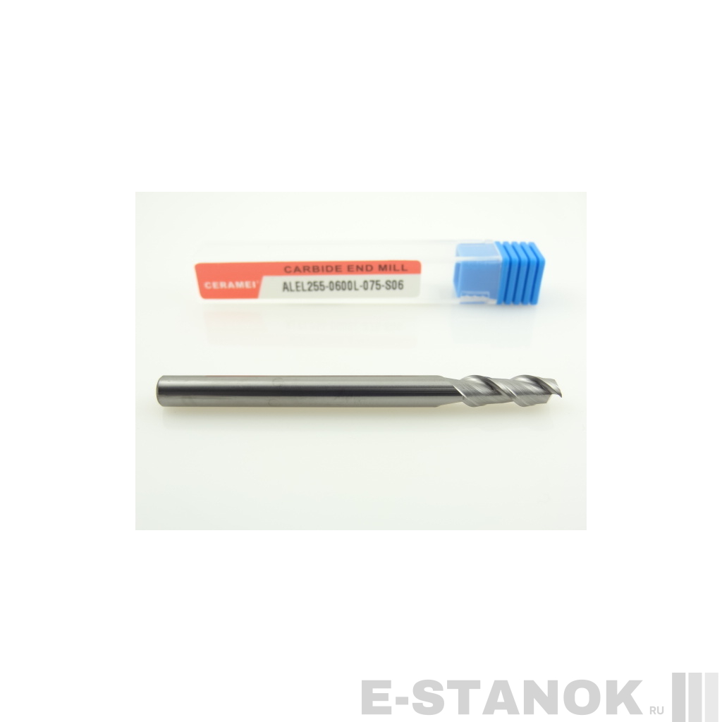 Двухзаходная фреза по алюминию CERAMEI: диам. 6 мм, реж. часть 18 мм, общ. длина 75 мм