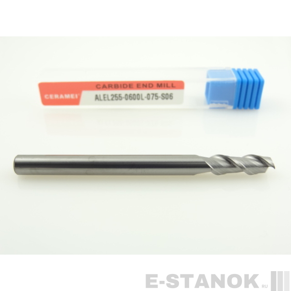 Двухзаходная фреза по алюминию CERAMEI: диам. 6 мм, реж. часть 18 мм, общ. длина 75 мм