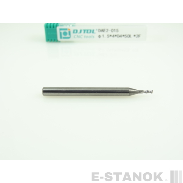 Двухзаходная фреза по алюминию DJTOL: диам. 1.5 мм, хвост. 4 мм, реж. часть 4 мм