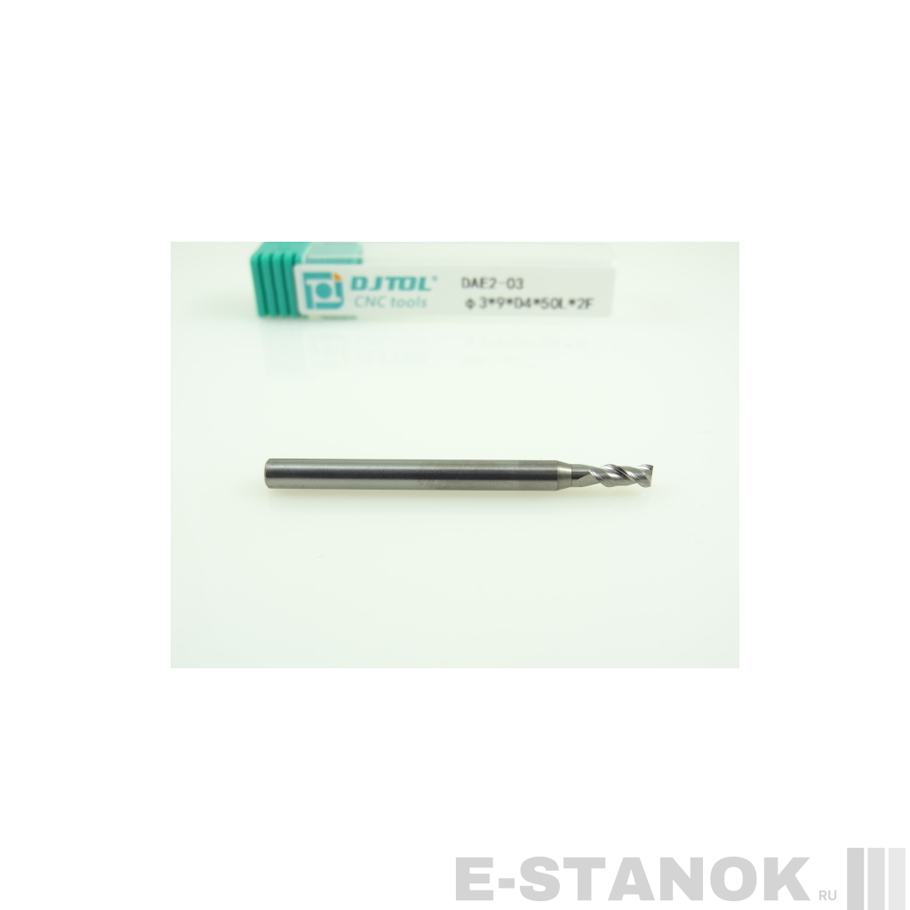 Двухзаходная фреза по алюминию DJTOL: диам. 3 мм, хвост. 4 мм, реж. часть 9 мм