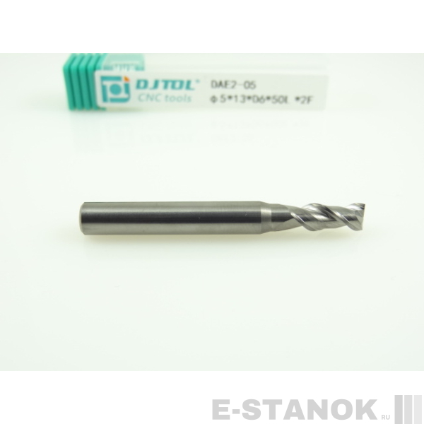 Двухзаходная фреза по алюминию DJTOL: диам. 5 мм, хвост. 6 мм, реж. часть 13 мм
